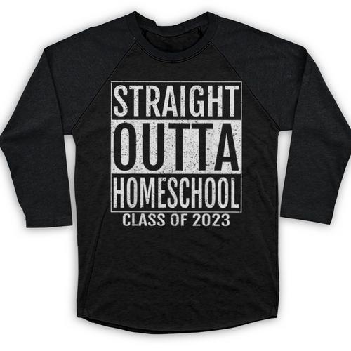 Straight Outta Homeschool Graduation Tee 2023 Baseball Raglan Shirt - Best Gift Smart