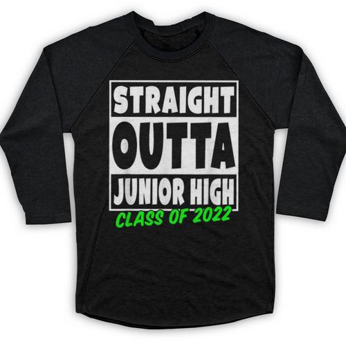 Straight Outta Junior High School Class Of 2022 Graduation Baseball Raglan Shirt - Best Gift Smart