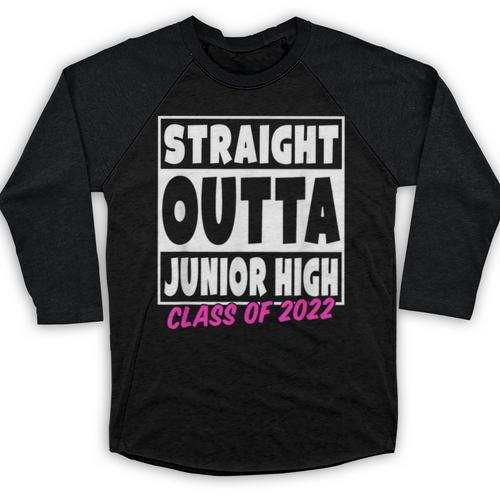 Straight Outta Junior High School Graduation Baseball Raglan Shirt - Best Gift Smart