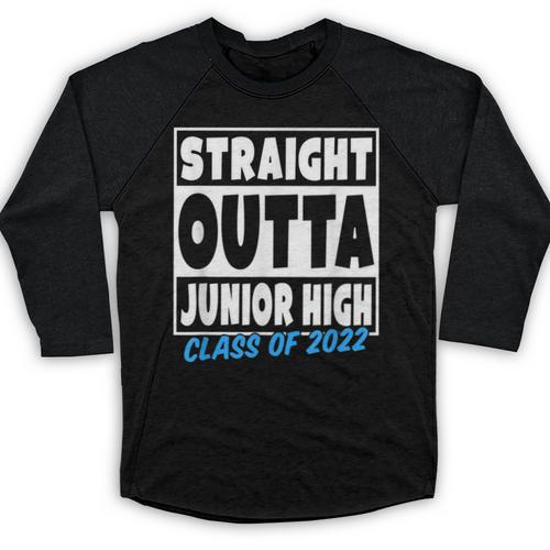Straight Outta Junior High School Graduation Class Of 2022 Baseball Raglan Shirt - Best Gift Smart