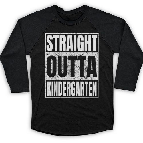 Straight Outta Kindergarten Graduation 2025 Kinder Baseball Raglan Shirt - Best Gift Smart