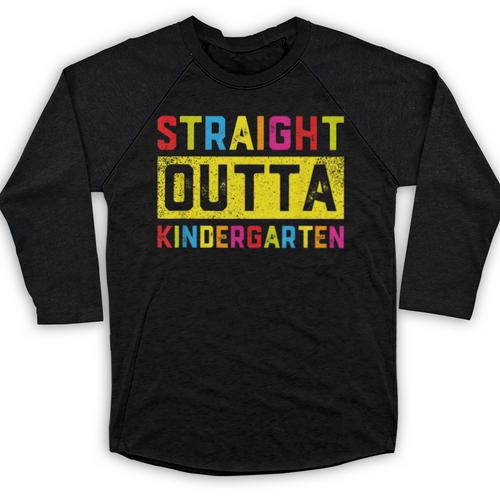 Straight Outta Kindergarten TShirt Graduation Kid Baseball Raglan Shirt - Best Gift Smart