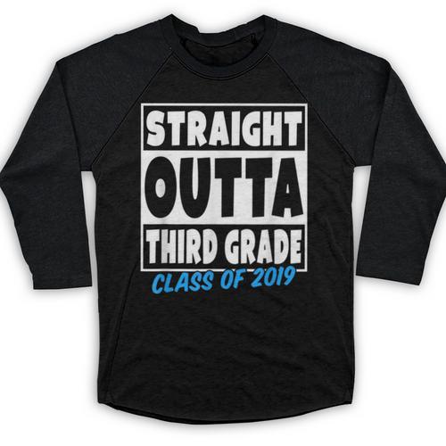 Straight Outta Third Grade Class Of 2019 Graduation Baseball Raglan Shirt - Best Gift Smart