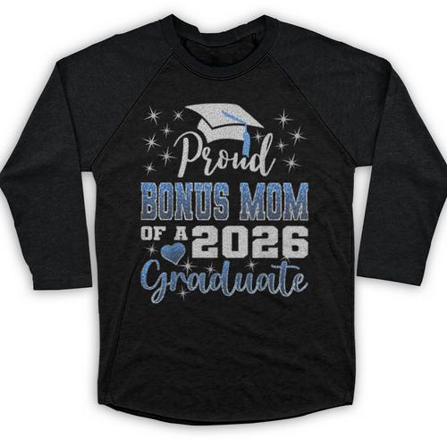 Super Proud Bonus Mom Of 2026 Graduate Graduation Family Baseball Raglan Shirt - Best Gift Smart