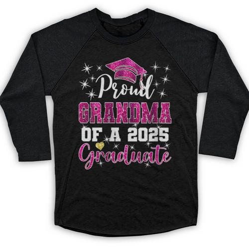 Super Proud Grandma Of 2025 Graduate Graduation Family Baseball Raglan Shirt - Best Gift Smart