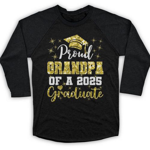 Super Proud Grandpa Of 2025 Graduate Graduation Family Baseball Raglan Shirt - Best Gift Smart