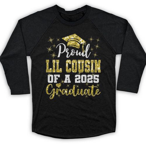 Super Proud Little Cousin Of 2025 Graduate Graduation Family Baseball Raglan Shirt - Best Gift Smart