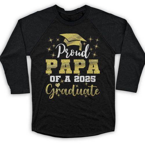 Super Proud Papa Of 2025 Graduate Senior Graduation Family Baseball Raglan Shirt - Best Gift Smart