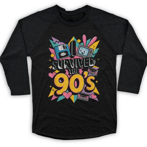 I Survived The 90s – Cute Retro Cartoon Nostalgia Baseball Raglan Shirt - Figerry