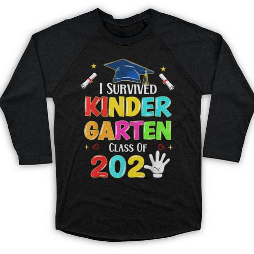 I Survived Kindergarten Graduation 2025 Graduate Boys Girls Baseball Raglan Shirt - Best Gift Smart