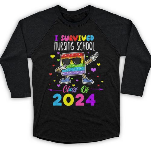 I Survived Nursing School Of 2024 Student Graduation 2024 Baseball Raglan Shirt - Best Gift Smart