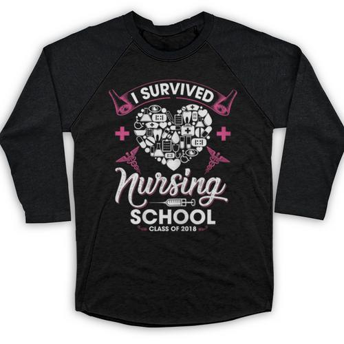 I Survived Nursing School Class Of 2018 Graduation T-Shirt Baseball Raglan Shirt - Best Gift Smart