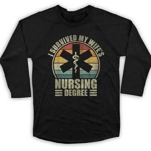 I Survived My Wife's Nursing Degree Nursing Graduation Baseball Raglan Shirt - Best Gift Smart
