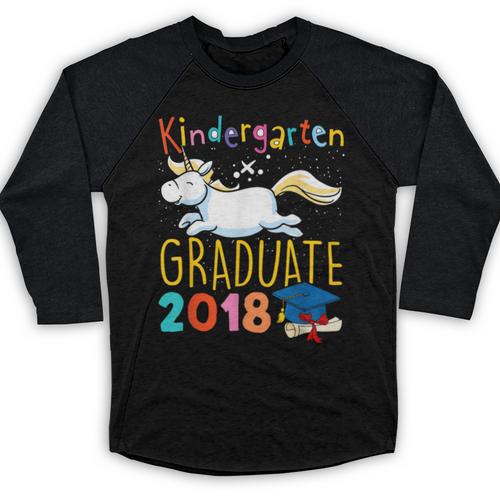 Unicorn Kindergarten Graduation Shirt Girls Baseball Raglan Shirt - Best Gift Smart