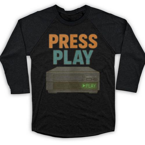 VHS Cassette Retro Analog Nostalgia Theme Baseball Raglan Shirt - Figerry