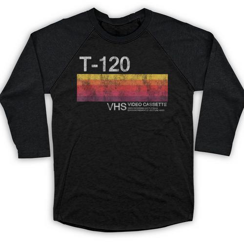 Video Cassette Tape VHS 80s 90s Nostalgia Costume Baseball Raglan Shirt - Figerry