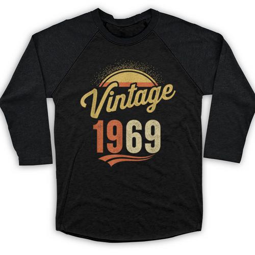 Vintage 1969 Retro Era Badge For Nostalgia Fans Baseball Raglan Shirt - Figerry