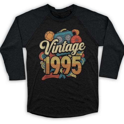 Vintage 1995 Retro Classic 90s Nostalgia Throwback Vibe Baseball Raglan Shirt - Figerry