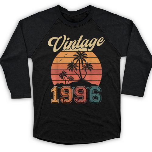 Vintage 1996 Retro Sunset Nostalgia 90s 30th Birthday Baseball Raglan Shirt - Figerry