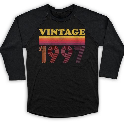 Vintage 1997 Retro Style 90's Born Nostalgia Vibes Birthday Baseball Raglan Shirt - Figerry