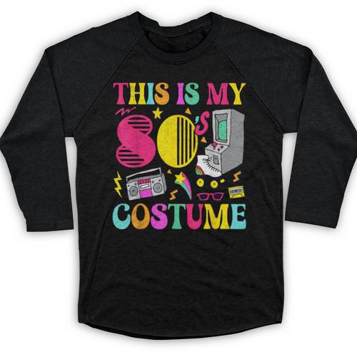 Vintage 80s Vibes Costume Nostalgia 1980s Fashion Cassette Baseball Raglan Shirt - Figerry