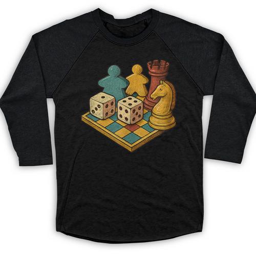 Vintage Board Game Art – Tabletop Nostalgia Baseball Raglan Shirt - Figerry
