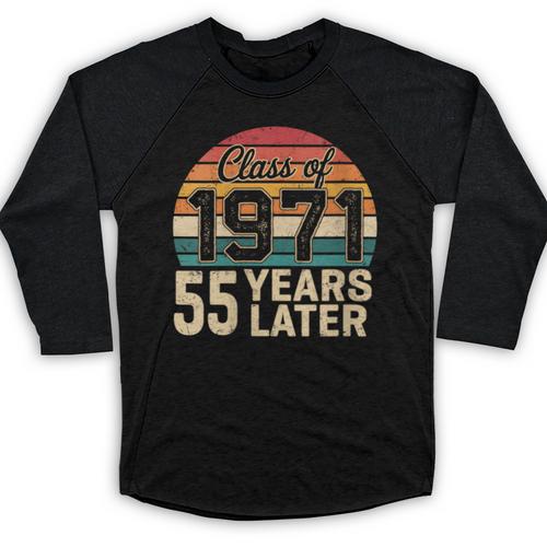 Vintage Class Of 1971 55 Years Later Reunion 55th Graduation Baseball Raglan Shirt - Best Gift Smart