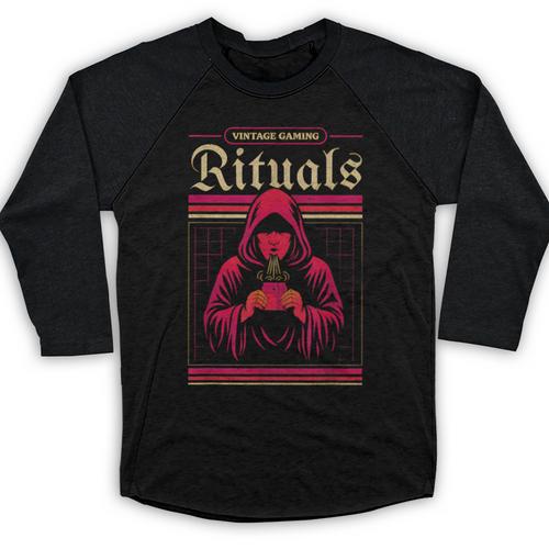 Vintage Gaming Rituals Retro Gamer Nostalgia Vintage Games Baseball Raglan Shirt - Figerry