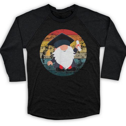 Vintage Graduation Gnome Baseball Raglan Shirt - Best Gift Smart