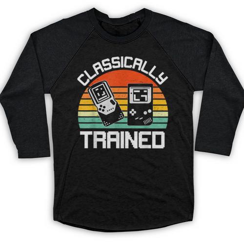 Vintage Retro Classically Trained Video Game 90s Nostalgia Baseball Raglan Shirt - Figerry
