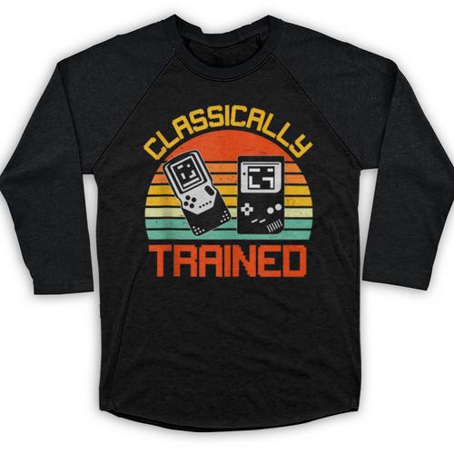 Vintage Retro Classically Trained Video Game 90s Nostalgia Baseball Raglan Shirt - Figerry