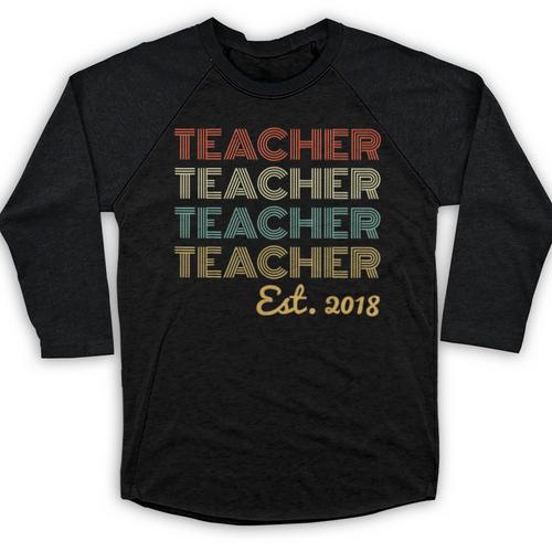Vintage Teacher Established 2018 Graduation Men Baseball Raglan Shirt - Best Gift Smart