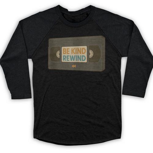 Vintage VHS Tape Humor Retro Nostalgia Graphic Baseball Raglan Shirt - Figerry
