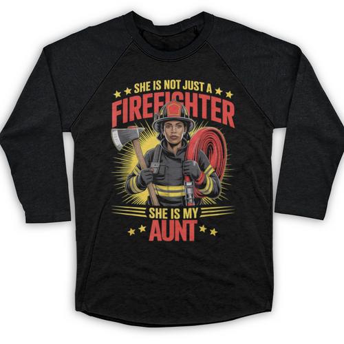 Woman Firefighter Aunt TiTi Auntie Black Graduation Baseball Raglan Shirt - Best Gift Smart