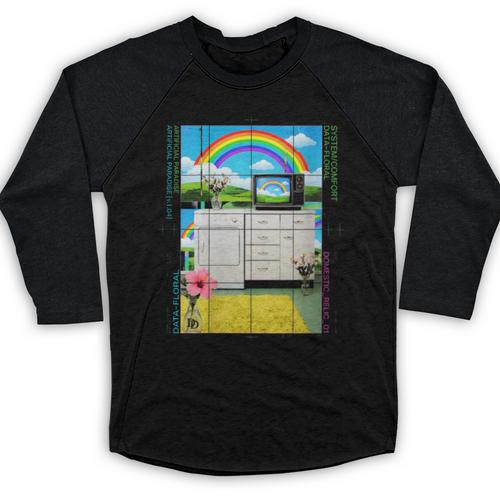 Women's Frutiger Aero Aesthetic Rainbow Glitch Art Baseball Raglan Shirt - Figerry