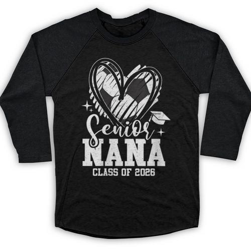 Women's Senior Nana Class Of 2026 Soccer Graduation Heart Baseball Raglan Shirt - Best Gift Smart