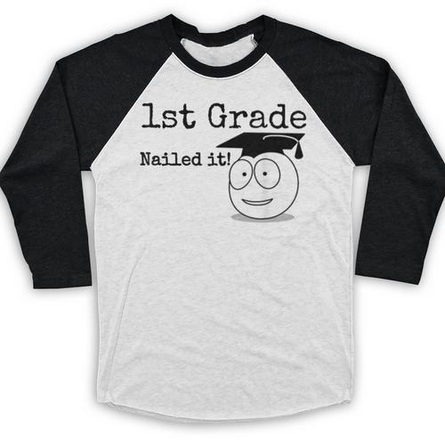 1st Grade Nailed It Kids Graduation TShirt Second Grade Baseball Raglan Shirt - Best Gift Smart
