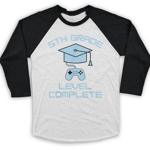 5th Grade Level Complete Fifth Grade Gamer Graduation Day Baseball Raglan Shirt - Best Gift Smart