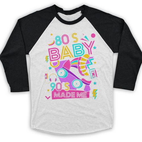 80's Baby 90's Made Me 1980s 1990s Nostalgia Retro Party Premium Tri-Blend Baseball Raglan Shirt - Figerry