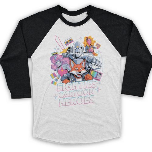 80's Cartoon Heroes Apparel For Retro Nostalgia Fans Baseball Raglan Shirt - Figerry