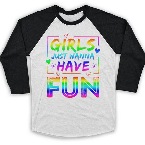 80's Girls Just Wanna Have Fun Nostalgia 1980s Style Premium Tri-Blend Baseball Raglan Shirt - Figerry