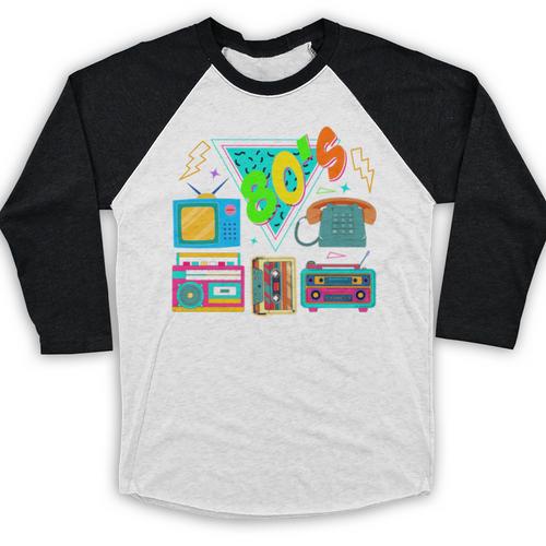 80's Vintage Cassette Tape Nostalgia Mixtape Era 1980s Retro Baseball Raglan Shirt - Figerry