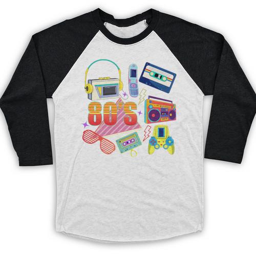 80's Vintage Cassette Tape Nostalgia Mixtape Era 1980s Retro Premium Tri-Blend Baseball Raglan Shirt - Figerry
