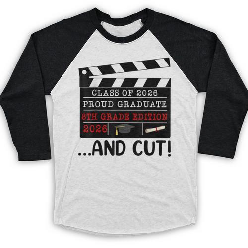 8th Grade Graduation 2026 Graduate Clapperboard Baseball Raglan Shirt - Best Gift Smart