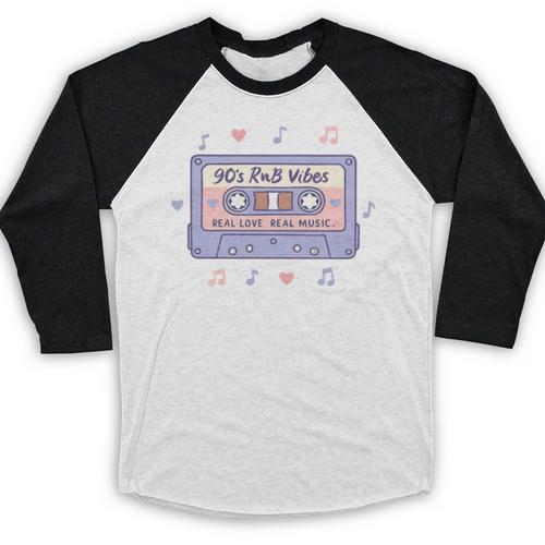 90s RNB Vibes Cassette – Retro Music Nostalgia RNB Cassette Premium Tri-Blend Baseball Raglan Shirt - Figerry
