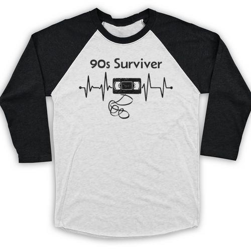 90s Survivor Retro Nostalgia Vintage Throwback Baseball Raglan Shirt - Figerry