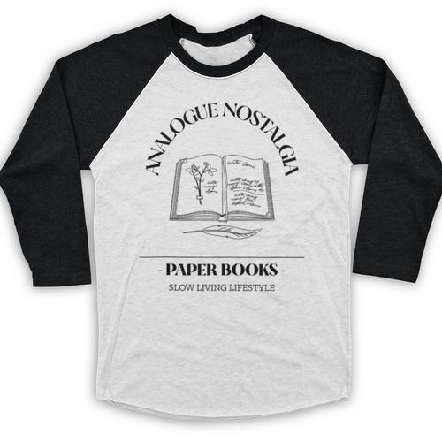 Analogue Nostalgia Paper Books Book Graphic Baseball Raglan Shirt - Figerry