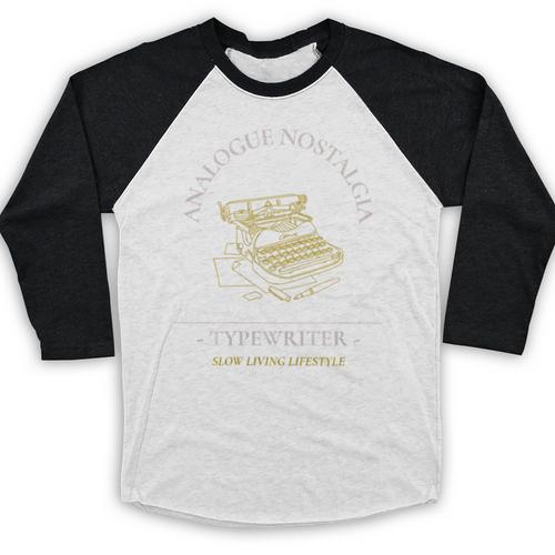 Analogue Nostalgia Typewriter Graphic Premium Tri-Blend Baseball Raglan Shirt - Figerry