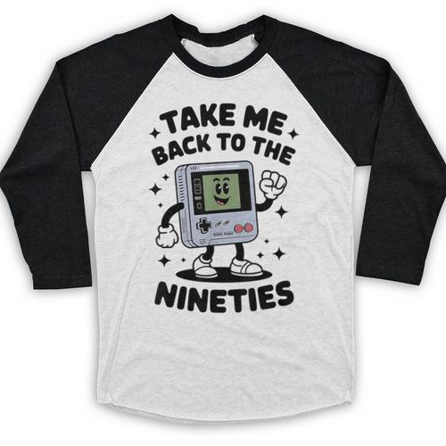 Take Me Back To The Nineties 90's Retro Gamer Nostalgia Baseball Raglan Shirt - Figerry