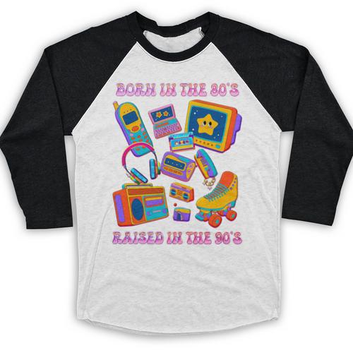 Born In The 80s Raised In The 90s Nostalgia Retro Memories Premium Tri-Blend Baseball Raglan Shirt - Figerry